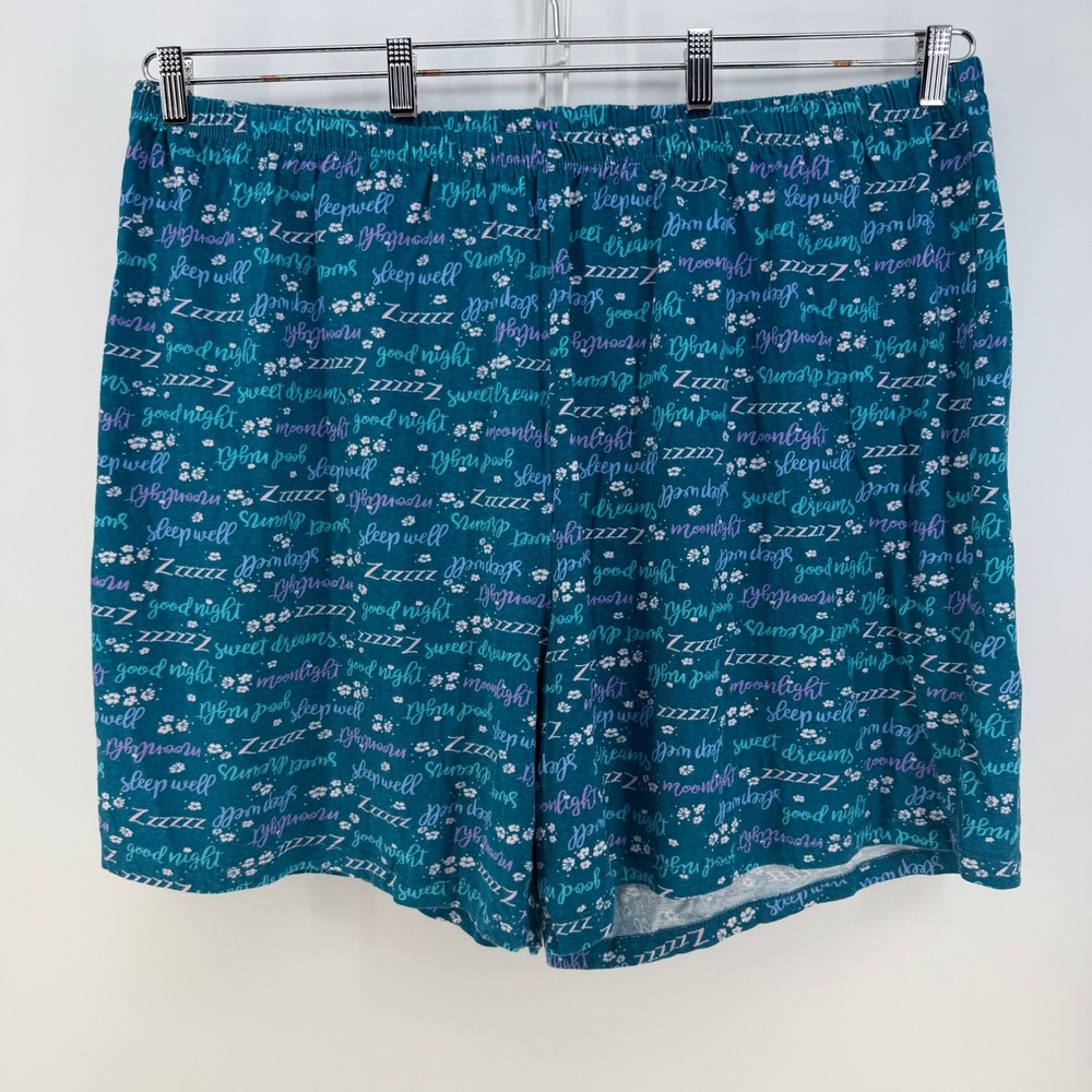 Dreams & Co Pajama Shorts Women 3X Teal Cotton Sleepwear Lounge Stretch Casual